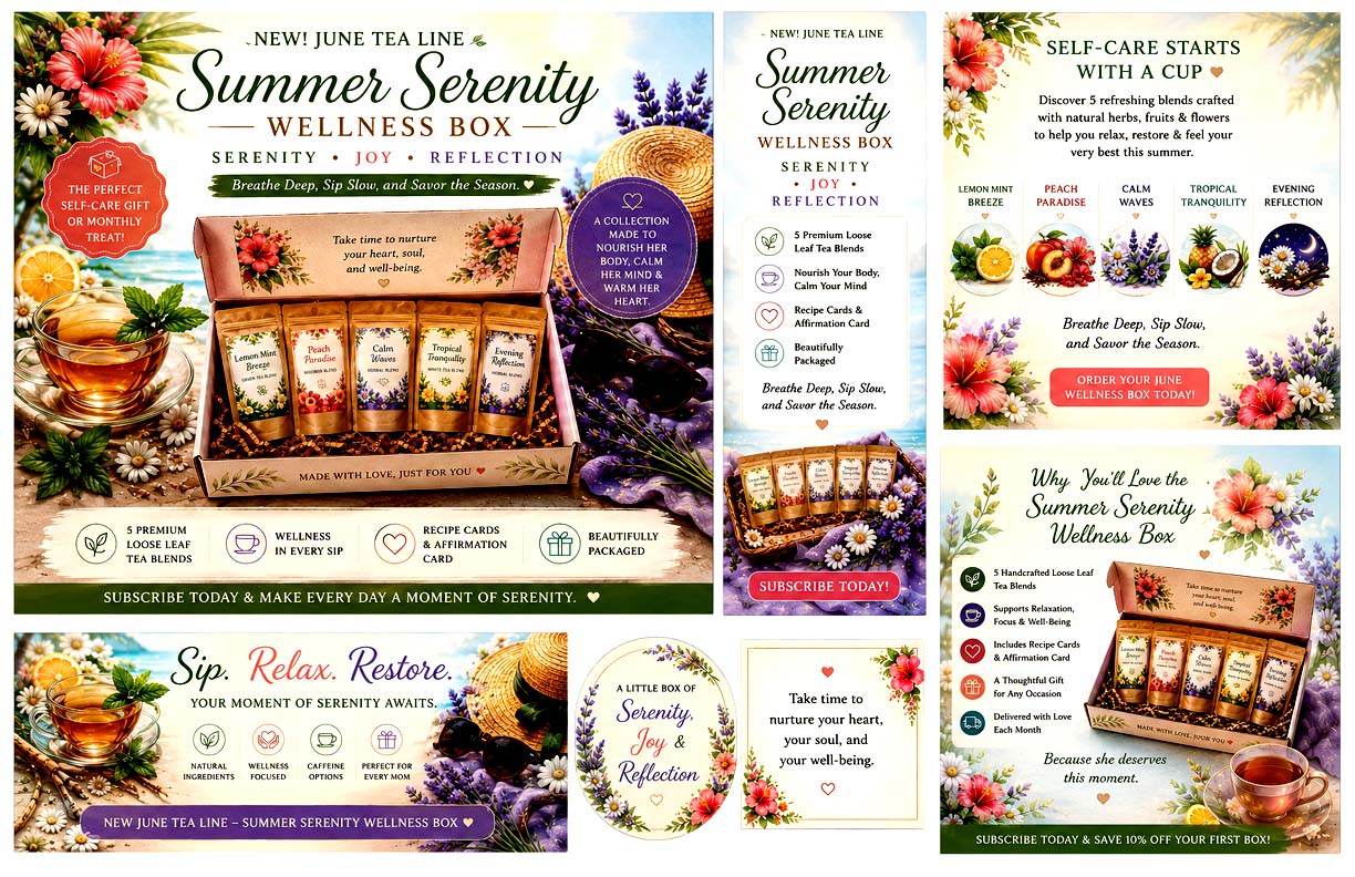 JUNE – Summer Serenity Wellness Box Serenity · Joy · Reflection